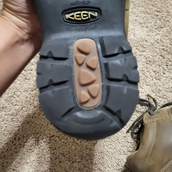 Mens Keen Light Brown Nubuck Leather Lace Up Hiking Outdoor Boots Size 12 - Picture 4 of 16